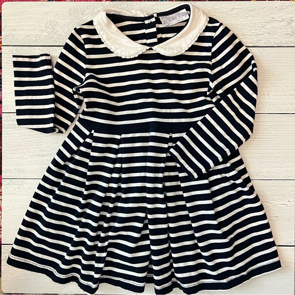 Rachel Riley Navy/White BRETON STRIPED JERSEY DRESS 5